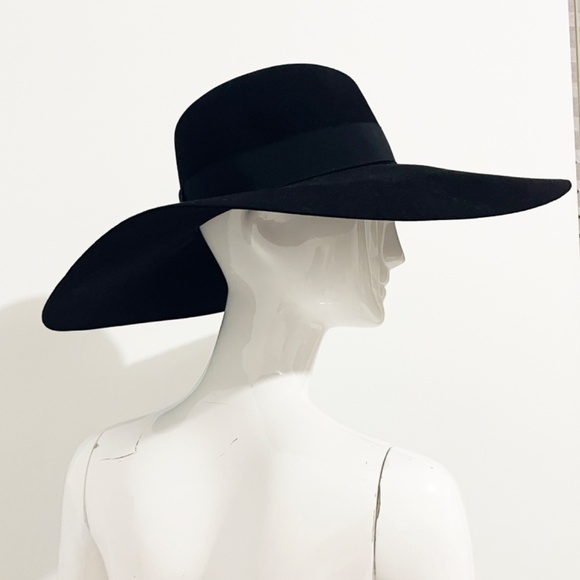 Saint Laurent Hat Wide Brim Oversized Black Rabbit Fur Felt Hedi Slimane Size 56 main image 13